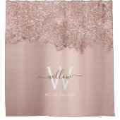 Rose Gold Rosa Girl-Glitzer-Staubmonogramm Duschvorhang (Vorderseite)
