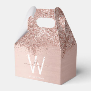 Rose Gold Rosa Girl-Glitzer-Staubmonogramm Geschenkschachtel