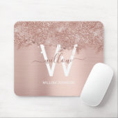 Rose Gold Rosa Girl-Glitzer-Staubmonogramm Mousepad (Mit Mouse)