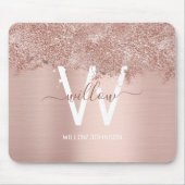 Rose Gold Rosa Girl-Glitzer-Staubmonogramm Mousepad (Vorne)