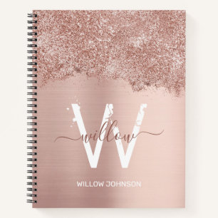 Rose Gold Rosa Girl-Glitzer-Staubmonogramm Notizblock