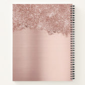 Rose Gold Rosa Girl-Glitzer-Staubmonogramm Notizblock (Rückseite)