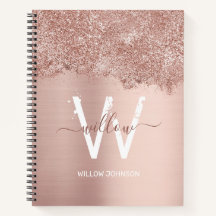 Rose Gold Rosa Girl-Glitzer-Staubmonogramm