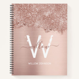 Rose Gold Rosa Girl-Glitzer-Staubmonogramm Notizblock