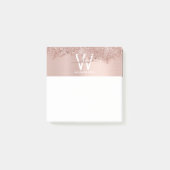 Rose Gold Rosa Girl-Glitzer-Staubmonogramm Post-it Klebezettel (Vorderseite)