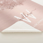 Rose Gold Rosa Girl-Glitzer-Staubmonogramm Sherpadecke (3/4)