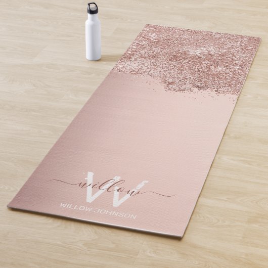 Rose Gold Rosa Girl-Glitzer-Staubmonogramm Yogamatte (Beispiel)
