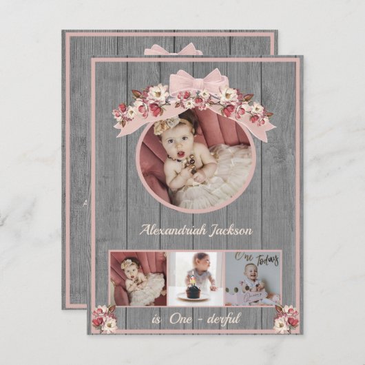 Rose gold Rosa Girls1st Geburtstag Sie ist eingrad (Vorne/Hinten)