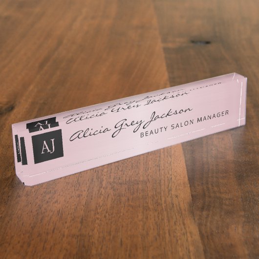 Rose Gold Rosa Giro Business Office modern Namensplakette (Seite)