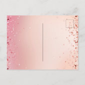 Rose Gold Rosa Glitzer Ballons Einladungspostkarte (Rückseite)