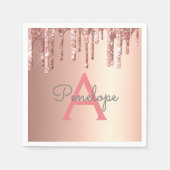 Rose Gold rosa Glitzer Drilling Glam mit Monogramm Serviette (Vorderseite)