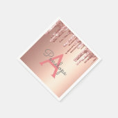 Rose Gold rosa Glitzer Drilling Glam mit Monogramm Serviette (Ecke)
