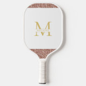 Rose Gold Rosa Glitzer Elegantes Monogramm Custom Pickleball Schläger (Rückseite)