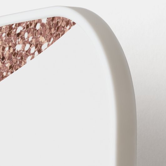 Rose Gold Rosa Glitzer Elegantes Monogramm Custom Pickleball Schläger (Linke Seite)