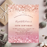 Rose Gold Rosa Glitzer Flyer<br><div class="desc">Bitte beachten Sie, dass diese Einladung auf Flyer Papier und sehr dünn ist. Umschläge sind nicht enthalten. Für dickere Einladungen (gleiche Gestaltung) besuchen Sie bitte unseren Shop. Eine moderne, stilvolle und glamouröse Einladung für die 50. (oder jedes Alter) Geburtstagsfeier einer Frau. Eine Rose Gold und rosa Farbverlauf mit Imitat Glitzer....</div>