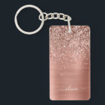 Rose Gold Rosa Glitzer gebürstetes Metal Monogramm Schlüsselanhänger<br><div class="desc">Rose Gold - Rosa schwarze Imitate Foil Metallic Sparkle Glitzer gebürstete Metal Monogram Name Schlüsselanhänger. Das macht den perfekten 16 Geburtstag,  Hochzeit,  Brautparty,  Jubiläum,  Babydusche oder Junggeselinnen-Abschied Geschenk für jemanden,  der Lieben glamourösen Luxus und schicke Stile.</div>