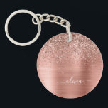 Rose Gold Rosa Glitzer gebürstetes Metal Monogramm Schlüsselanhänger<br><div class="desc">Rose Gold - Rosa schwarze Imitate Foil Metallic Sparkle Glitzer gebürstete Metal Monogram Name Schlüsselanhänger. Das macht den perfekten 16 Geburtstag,  Hochzeit,  Brautparty,  Jubiläum,  Babydusche oder Junggeselinnen-Abschied Geschenk für jemanden,  der Lieben glamourösen Luxus und schicke Stile.</div>