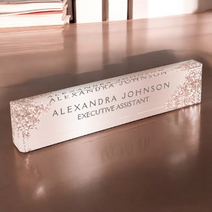 Rose Gold Rosa Glitzer Girl Namensplakette