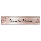 Rose Gold Rosa Glitzer Girl Namensplakette (Vorderseite)