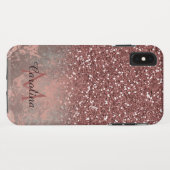 Rose Gold Rosa Glitzer, Graumarmor, Personalisiert Case-Mate iPhone Hülle (Rückseite (Horizontal))