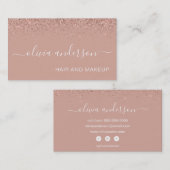 Rose Gold Rosa Glitzer Haar Makeup Salon Visitenkarte (Vorne/Hinten)