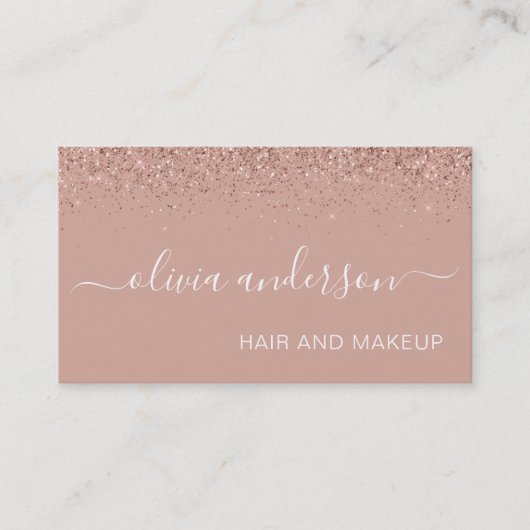 Rose Gold Rosa Glitzer Haar Makeup Salon Visitenkarte (Vorderseite)