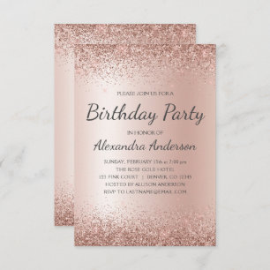 Rose Gold Rosa Glitzer jedes Alter Geburtstagspart Einladung