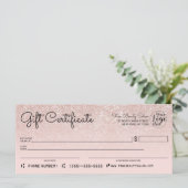 Rose Gold Rosa Glitzer Karo Geschenkgutschein (Stehend Vorderseite)