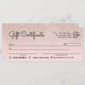 Rose Gold Rosa Glitzer Karo Geschenkgutschein (Vorne/Hinten)