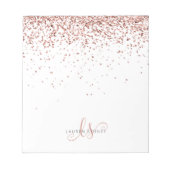 Rose Gold Rosa Glitzer Metal Notizblock (Vorderseite)