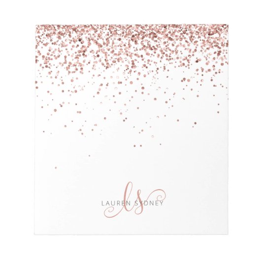 Rose Gold Rosa Glitzer Metal Notizblock (Vorderseite)