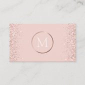 Rose Gold Rosa Glitzer Monogram Visitenkarte (Vorderseite)