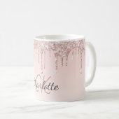 Rose Gold Rosa Glitzer Monogramm Luxus-Initialen Kaffeetasse (VorderseiteRechts)
