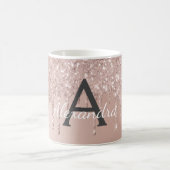 Rose Gold - Rosa Glitzer Monogramm Name Kaffeetasse (Mittel)