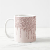 Rose Gold - Rosa Glitzer Monogramm Name Kaffeetasse (Links)