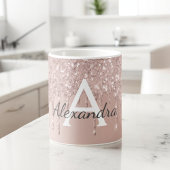 Rose Gold - Rosa Glitzer Monogramm Name Kaffeetasse