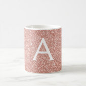 Rose Gold - Rosa Glitzer Monogramm Name Kaffeetasse (Mittel)
