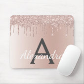 Rose Gold - Rosa Glitzer Monogramm Name Mousepad (Mit Mouse)