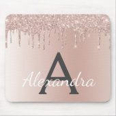 Rose Gold - Rosa Glitzer Monogramm Name Mousepad (Vorne)