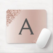 Rose Gold - Rosa Glitzer Monogramm Name Mousepad (Mit Mouse)