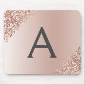 Rose Gold - Rosa Glitzer Monogramm Name Mousepad (Vorne)