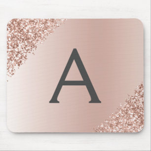 Rose Gold - Rosa Glitzer Monogramm Name Mousepad