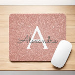 Rose Gold - Rosa Glitzer Monogramm Name Mousepad<br><div class="desc">Rosa Rosa - Rose Gold Sparkle Glitzer Monogram Name Monogram Mousepad. Dieses Mousepad kann auf Ihren Vornamen angepasst werden.</div>