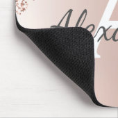 Rose Gold - Rosa Glitzer Monogramm Name Mousepad (Ecke)