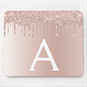 Rose Gold - Rosa Glitzer Monogramm Name Mousepad
