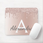 Rose Gold - Rosa Glitzer Monogramm Name Mousepad (Mit Mouse)