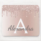 Rose Gold - Rosa Glitzer Monogramm Name Mousepad (Vorne)