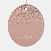 Rose Gold - Rosa Glitzer Name Keramik Ornament (Links)