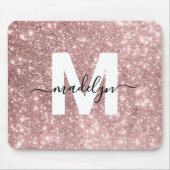 Rose Gold Rosa Glitzer Name Monogram Mousepad (Vorne)
