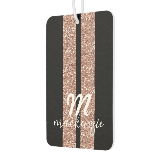 Rose Gold Rosa Glitzer Racing Streifen Custom Car Autolufterfrischer (Links)